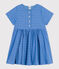 Vestido de manga corta de bordado inglés para niña azul GAULOISE