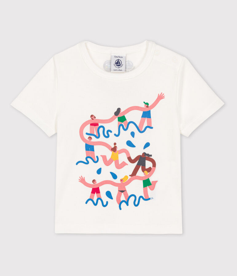 Camiseta Beb&eacute; Petit Bateau x Water Family blanco