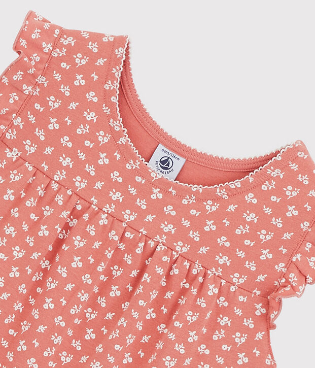 Camis&oacute;n con flores de algod&oacute;n de ni&ntilde;a rosa/blanco