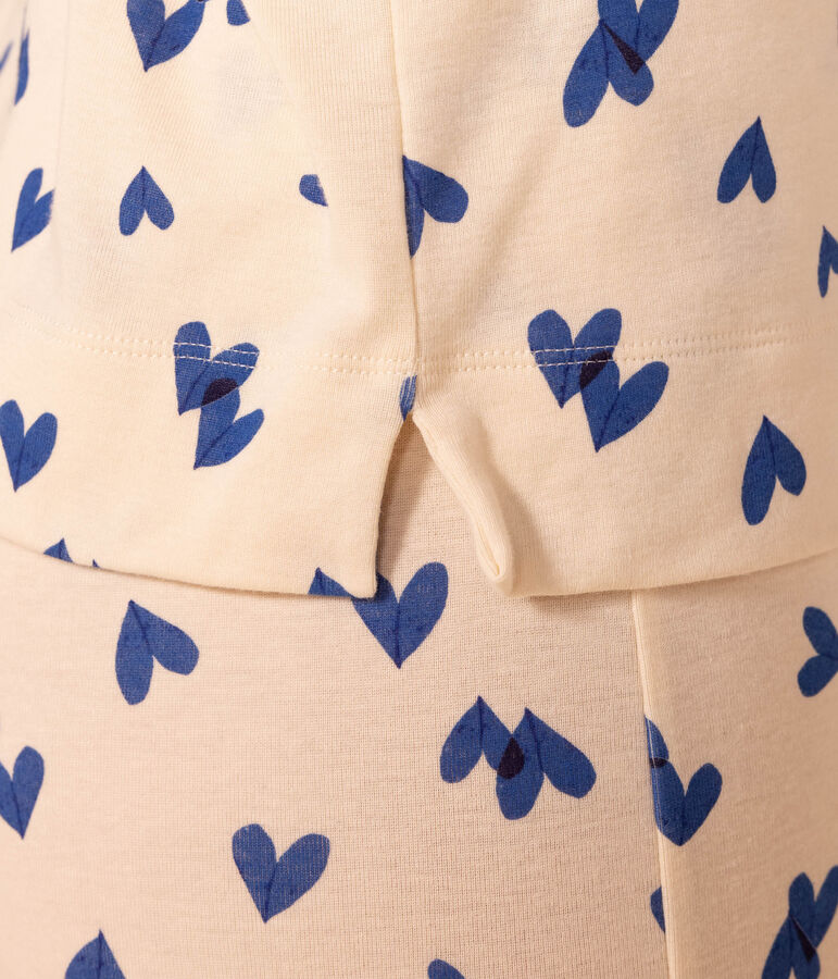 Pijama de algod&oacute;n con coraz&oacute;n para mujer crudo/multicolor