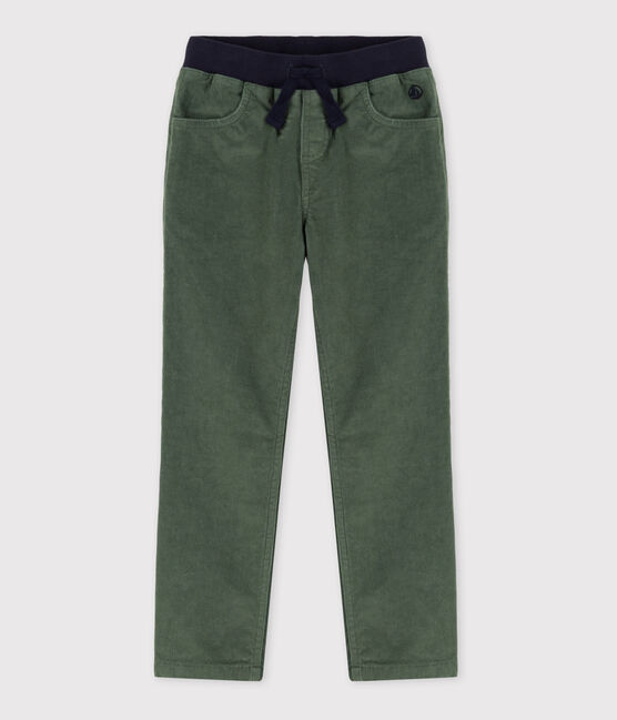 Pantalón recto de terciopelo medio de niña / niño verde VALLEE