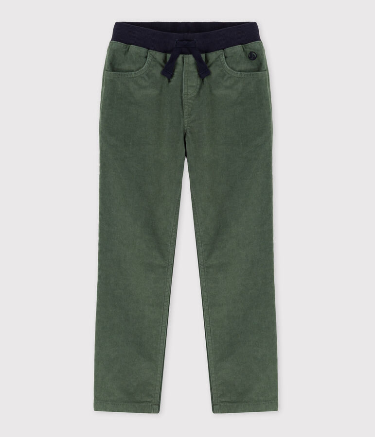 Pantal&oacute;n recto de terciopelo medio de ni&ntilde;a / ni&ntilde;o verde
