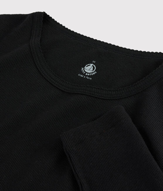 Camiseta de lana y algodón de mujer negro NOIR