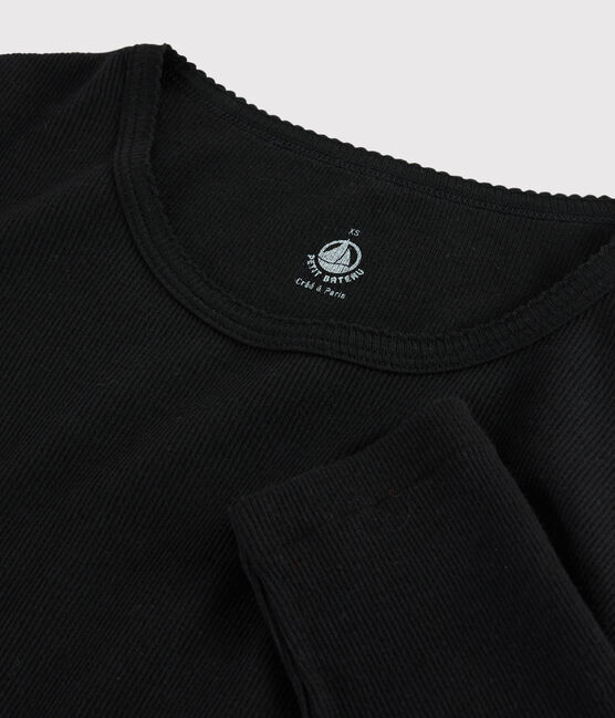 Camiseta de lana y algodón para mujer negro NOIR