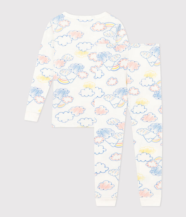 Pijama infantil ajustado de algod&oacute;n con estampado de arco&iacute;ris blanco/multicolor