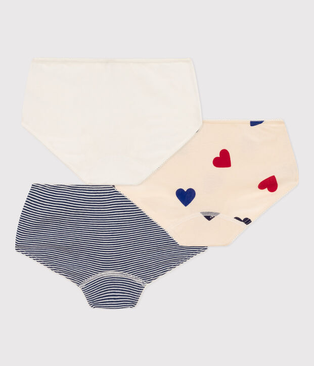 Juego de 3 culottes de algod&oacute;n con tres corazones para ni&ntilde;a multicolor