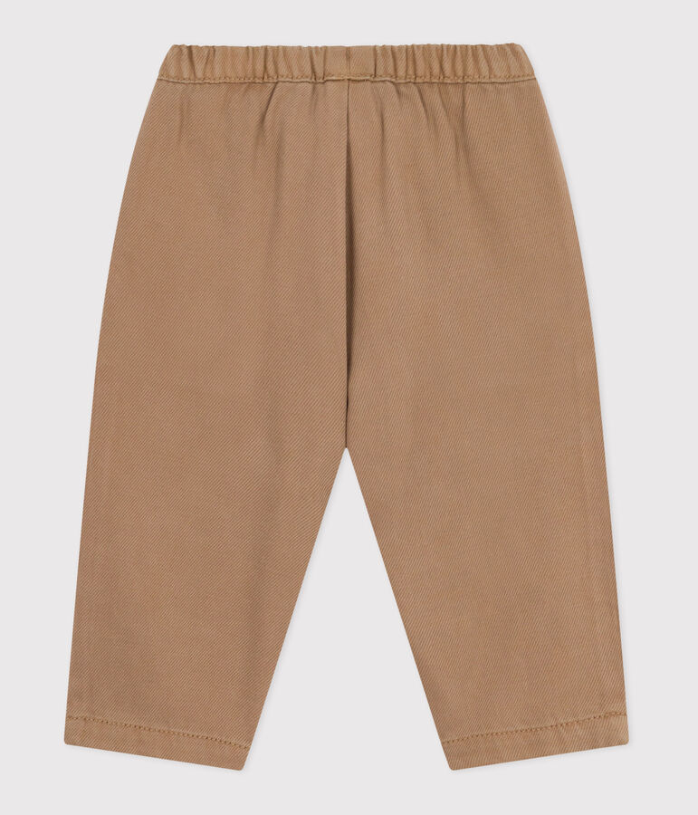 Pantal&oacute;n cargo liso de algod&oacute;n con insignia para beb&eacute; beige