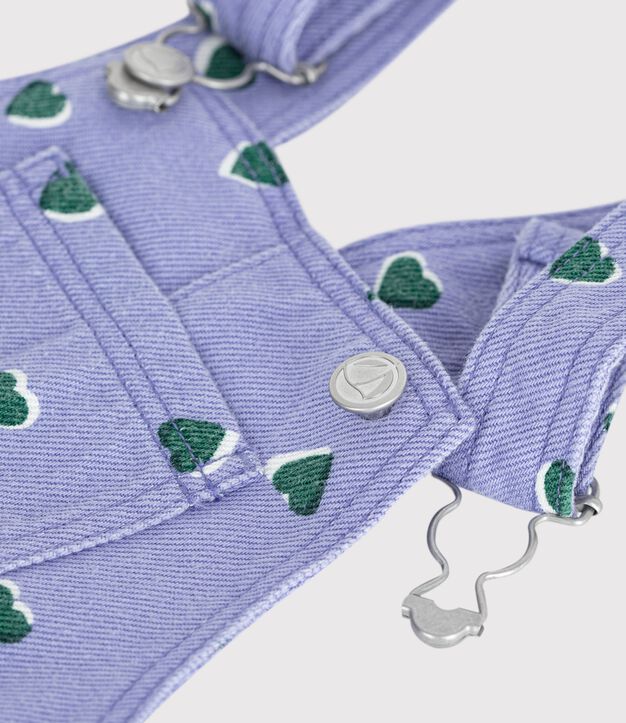 Peto largo de sarga con estampado de corazones para beb&eacute; violeta/multicolor