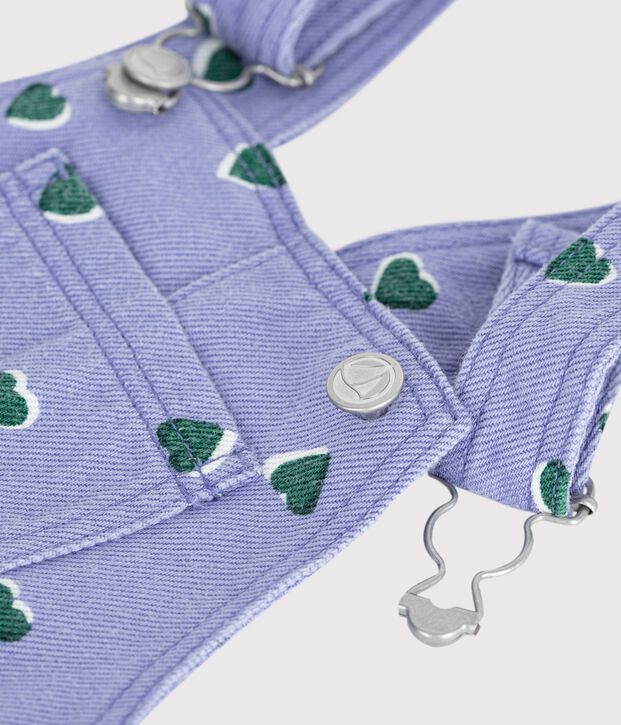 Peto largo de sarga con estampado de corazones para beb&eacute; violeta/multicolor