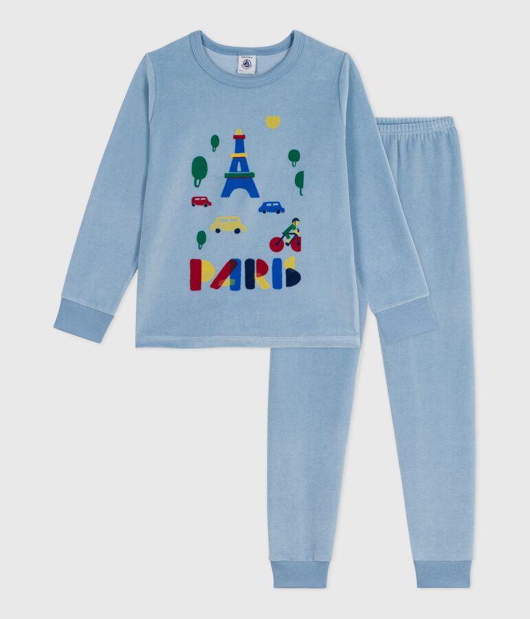 Pijama infantil de terciopelo azul