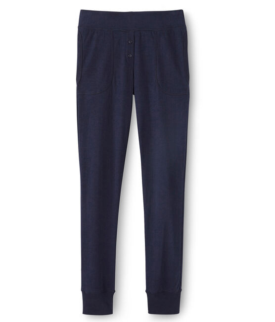 Pantalón con forma de calzoncillo largo en túbico extrafino para mujer azul SMOKING