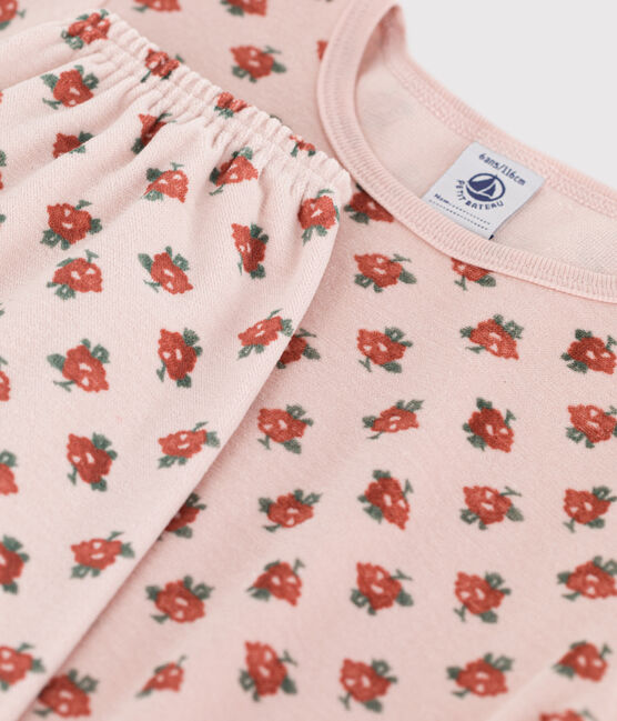 Pijama de terciopelo con flor para niña rosa SALINE/blanco MULTICO