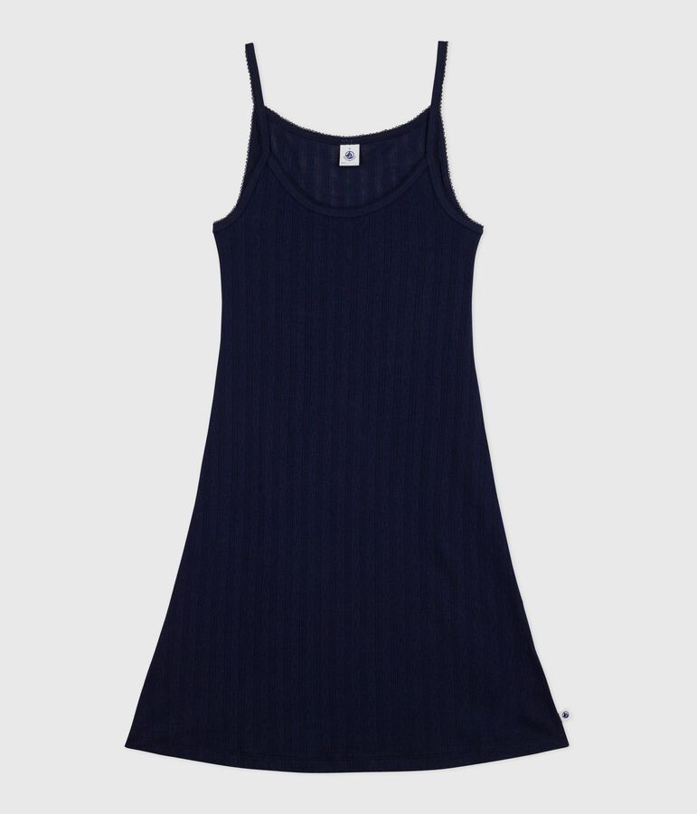 Camis&oacute;n de algod&oacute;n calado para mujer azul SMOKING