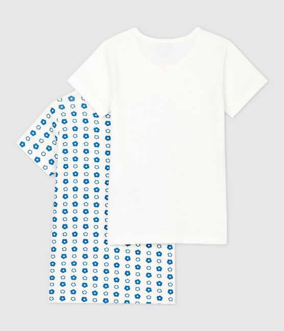 Juego de 2 camisetas de manga corta con estampado de flor gráfica de niña de algodón orgánico variante 1