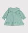 Vestido vichy de manga larga de algod&oacute;n para beb&eacute; verde/blanco