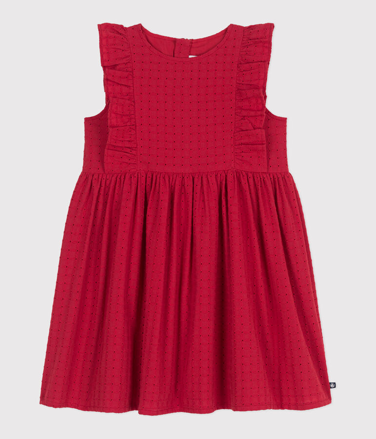 Vestido infantil de algod&oacute;n sin mangas rojo