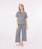 Pijama milrayas de algodón de mujer azul SMOKING/blanco MARSHMALLOW