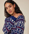 Jersey jacquard de lana y algodón para mujer azul MEDIEVAL/blanco MULTICO