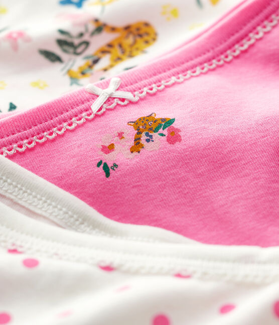Juego de 3 braguitas con flores de niña de algodón variante 1