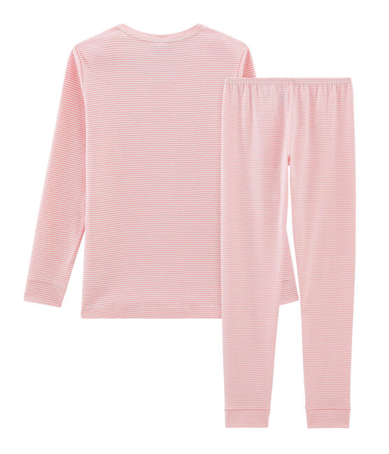 Pijama de corte muy ajustado de punto para niña rosa CHARME/blanco MARSHMALLOW