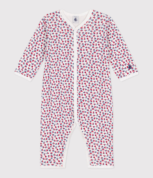 Pijama sin pies de algod&oacute;n estampado para beb&eacute; blanco/rojo/multicolor