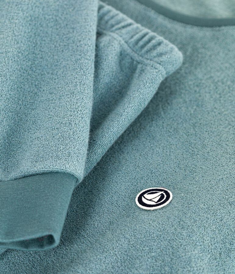 Pijama liso de rizo de algod&oacute;n para mujer azul GOBELIN