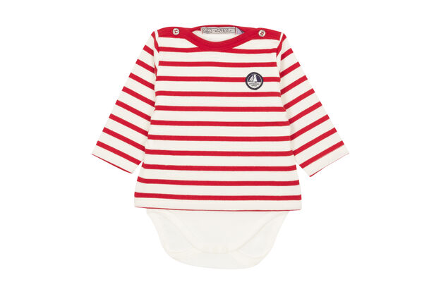 Body marinero ic&oacute;nico para beb&eacute; ni&ntilde;o blanco/rojo