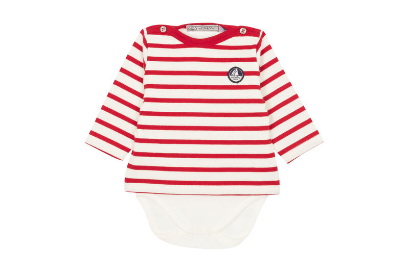 Body marinero ic&oacute;nico para beb&eacute; ni&ntilde;o blanco/rojo