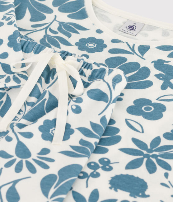 Pijama corto con flor de algodón de mujer blanco MARSHMALLOW/ ROVER