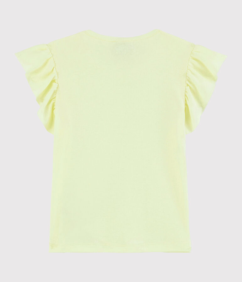 Camiseta de manga corta de algod&oacute;n de ni&ntilde;a amarillo