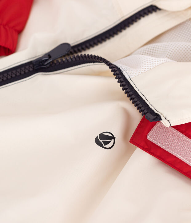 Cortavientos infantil con capucha plegable crudo/multicolor