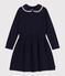 Vestido infantil de manga larga de algodón azul SMOKING