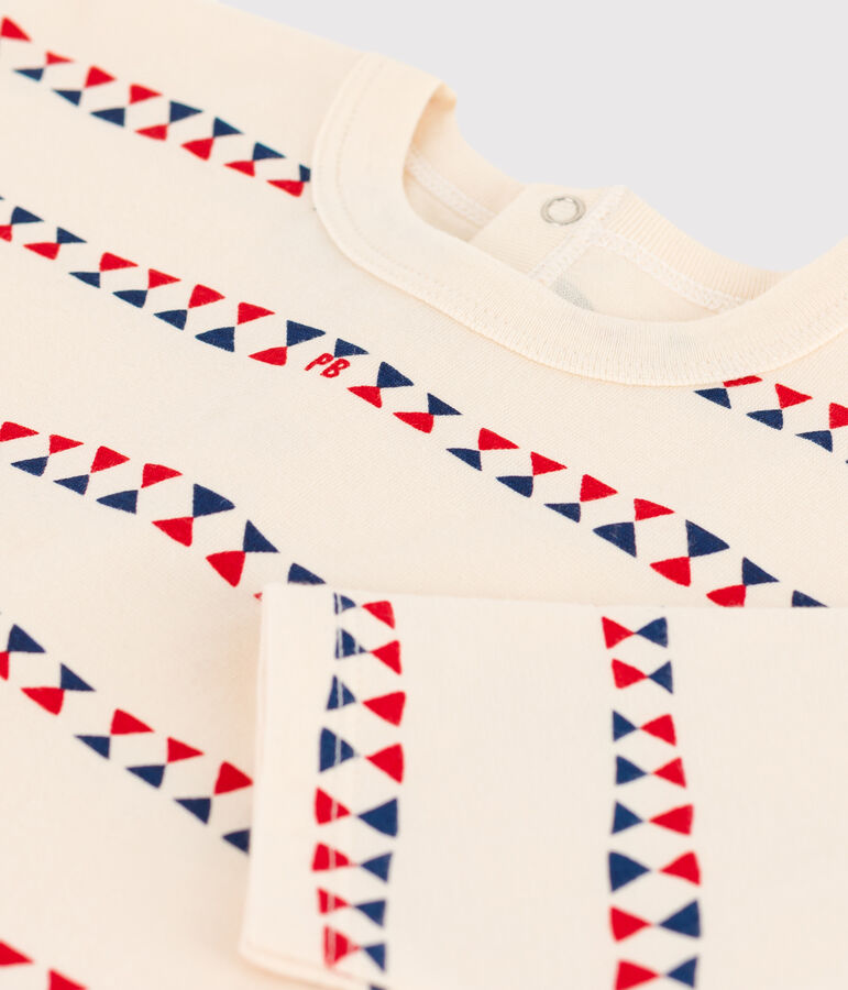 Camiseta estampada de algod&oacute;n de manga larga para beb&eacute; crudo/multicolor