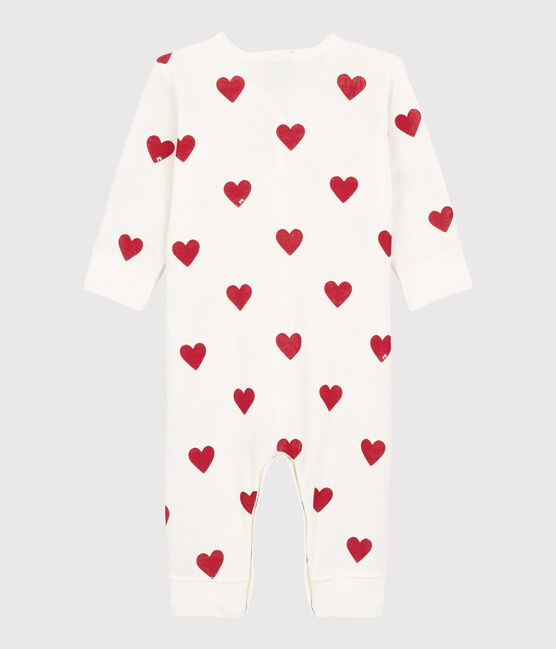 Pelele sin pies de algodón con corazón de bebé blanco MARSHMALLOW/rojo TERKUIT
