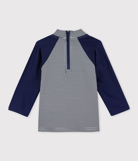 Camiseta anti-UV eco-sostenible de bebé azul SMOKING/blanco MARSHMALLOW