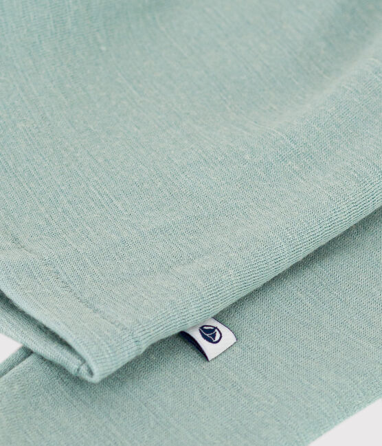 Camiseta de lana y algodón de manga larga para niño/niña verde PAUL