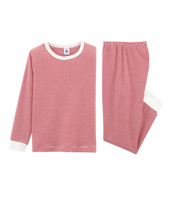 Pijama de punto para niño rojo CARMIN/blanco MARSHMALLOW