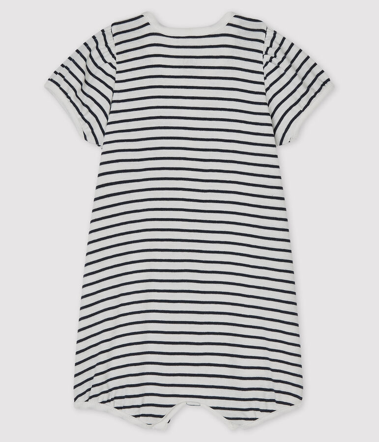 Mono corto de punto para beb&eacute; ni&ntilde;a blanco/azul