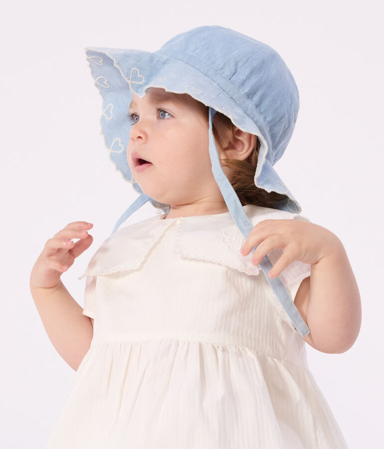 Gorro de chambray para beb&eacute; ni&ntilde;a azul