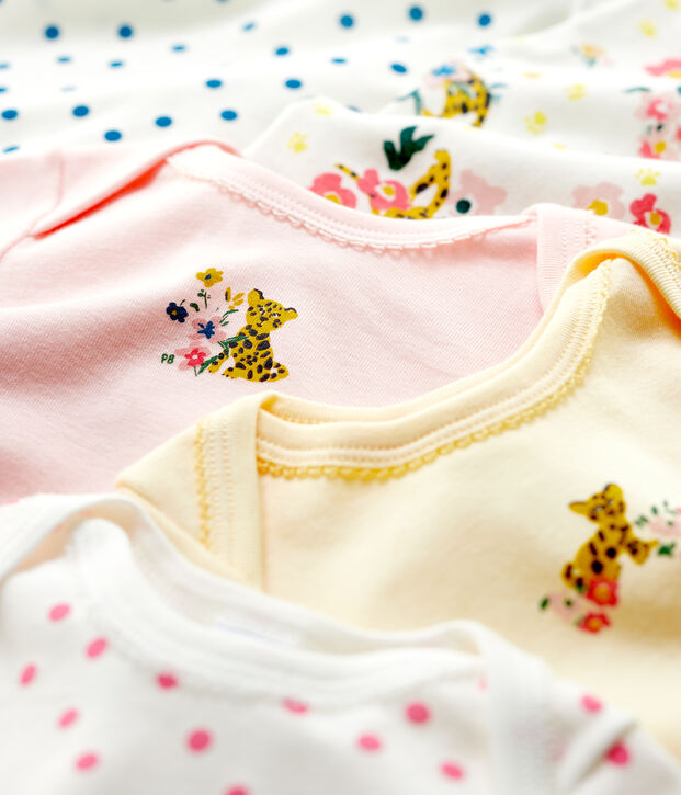 Juego de 5 bodis de manga larga de beb&eacute; ni&ntilde;a de algod&oacute;n multicolor