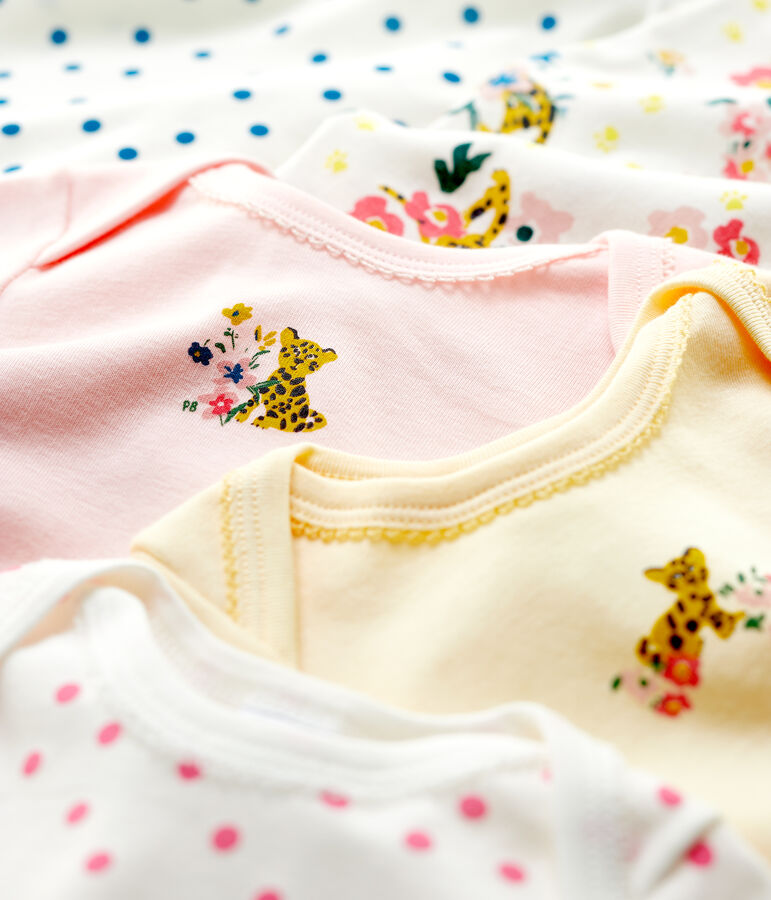 Juego de 5 bodis de manga larga de beb&eacute; ni&ntilde;a de algod&oacute;n multicolor