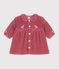 Vestido liso de terciopelo de manga larga para beb&eacute; rosa