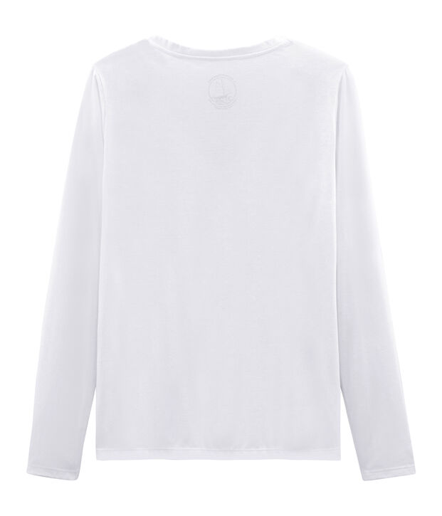Camiseta manga larga de algod&oacute;n Sea Island para mujer blanco
