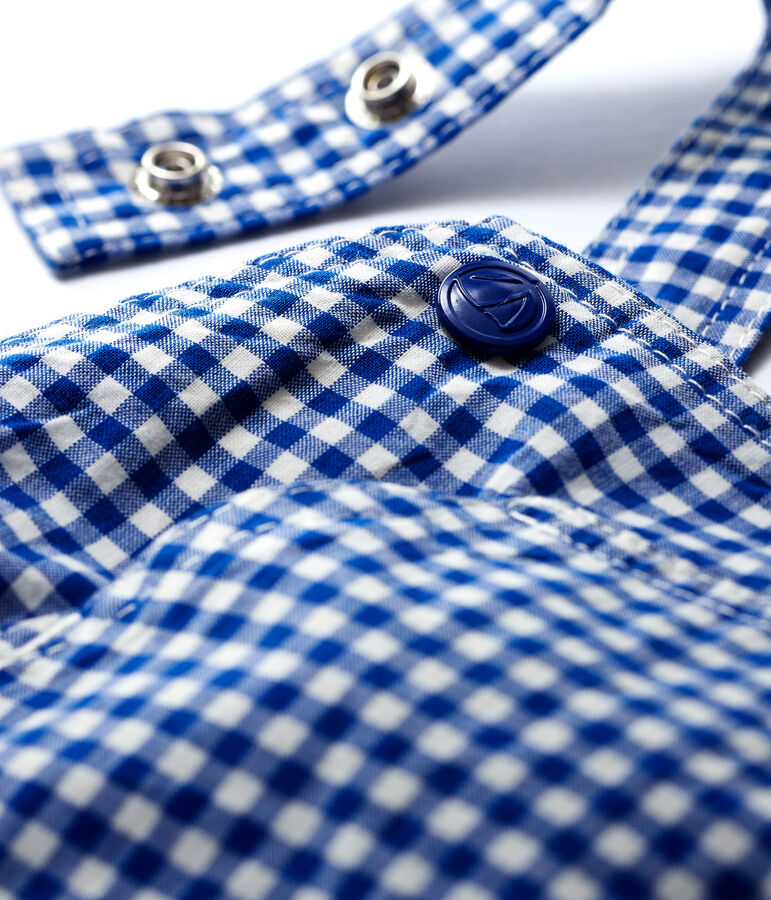 Peto corto de urdimbre y trama de beb&eacute; ni&ntilde;o azul/blanco