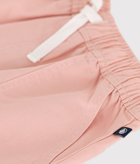 Pantalón corto infantil de sarga de algodón y lino rosa SALINE