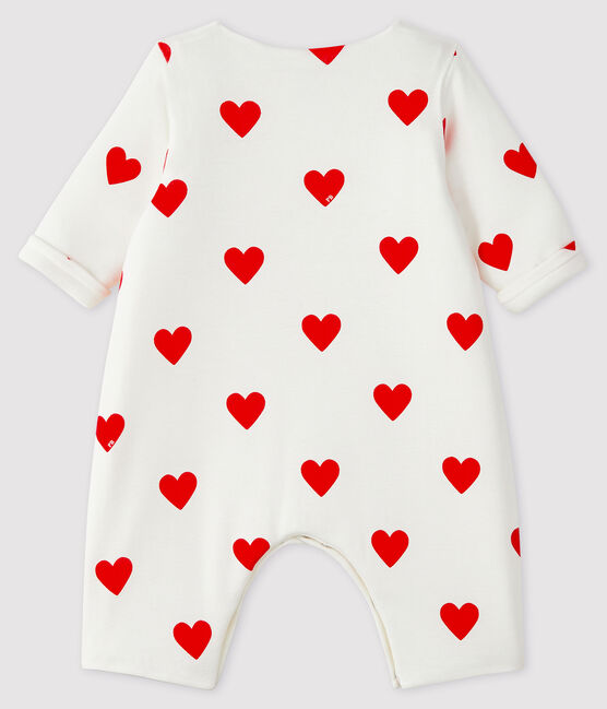 Mono largo de punto con corazones rojos para bebé niña blanco MARSHMALLOW/rojo TERKUIT