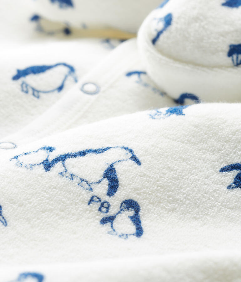 Conjunto de noche de toalla de rizo afelpado extra c&aacute;lido para beb&eacute; blanco/azul