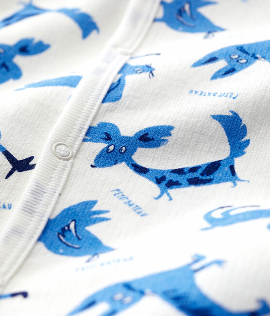 Pijama de felpa con estampado de fantasía para bebé blanco MARSHMALLOW/blanco MULTICO