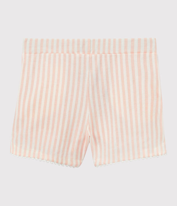 Pantal&oacute;n corto de punto de ni&ntilde;a rosa/blanco