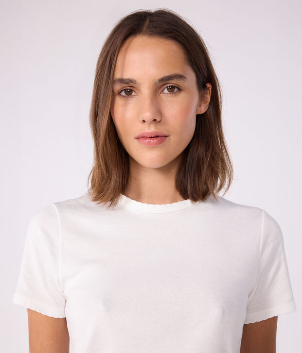 Camiseta L'ICONIQUE de algod&oacute;n de punto cocotte para mujer blanco